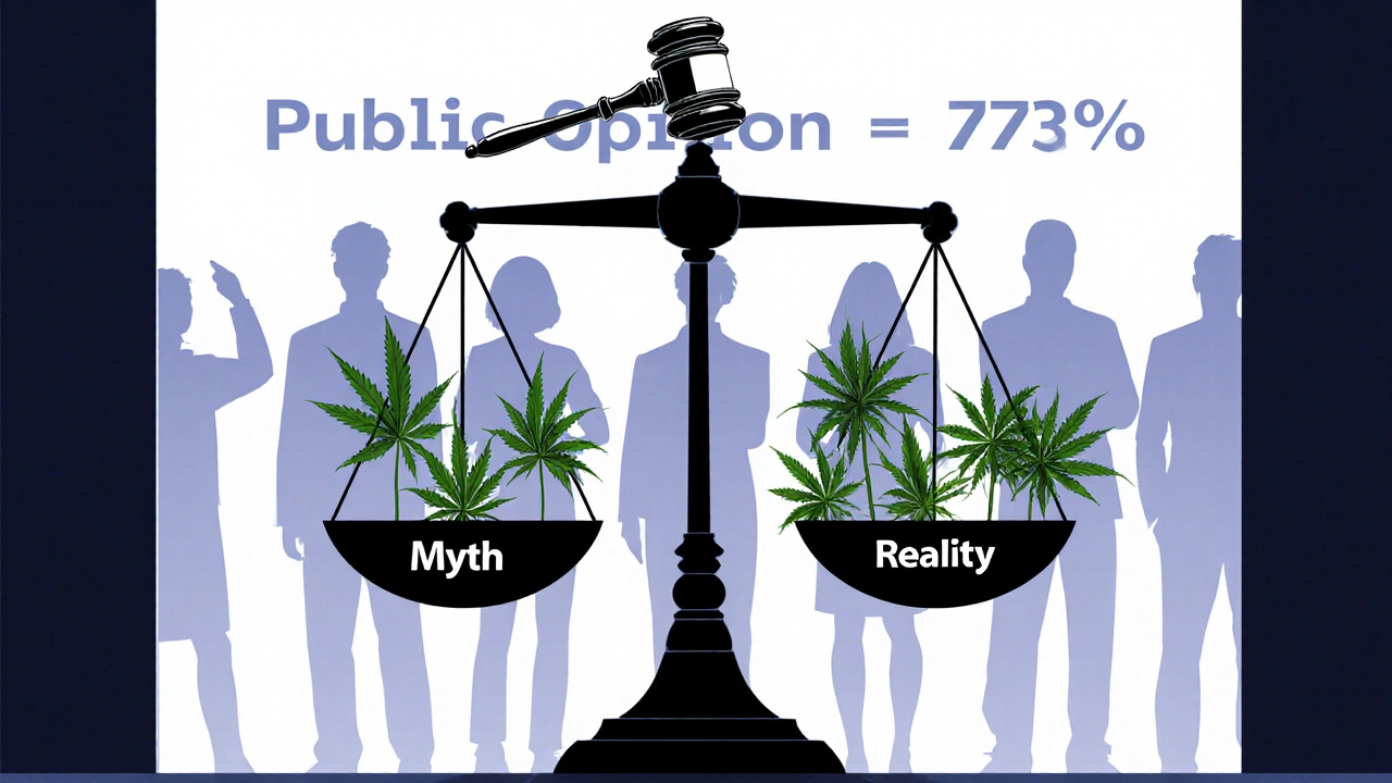 Eine Waage vergleicht drei Pflanzen mit zehn, symbolisch für das rechtliche Missverständnis in Deutschland.